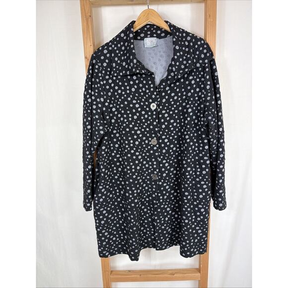 Chalet Jackets & Blazers - Chalet USA Black White Polka Dot Button Down Pockets Jacket #1378 Size 1X